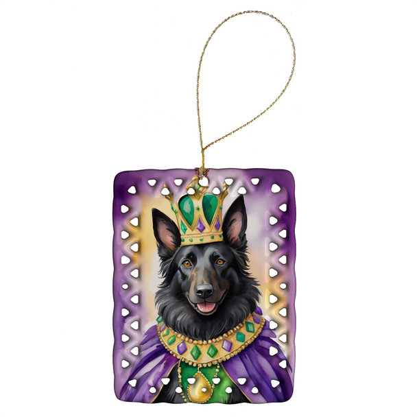 Belgian Sheepdog King of Mardi Gras Porcelain Christmas Ornament product image at NuMercy