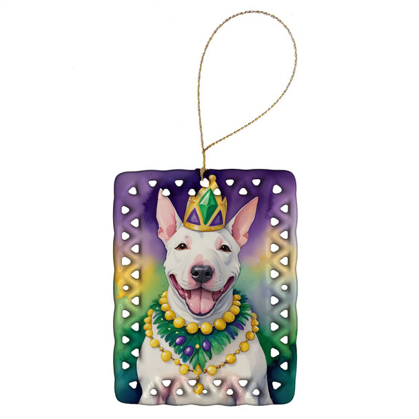 English Bull Terrier King of Mardi Gras Porcelain Christmas Ornament product image at NuMercy
