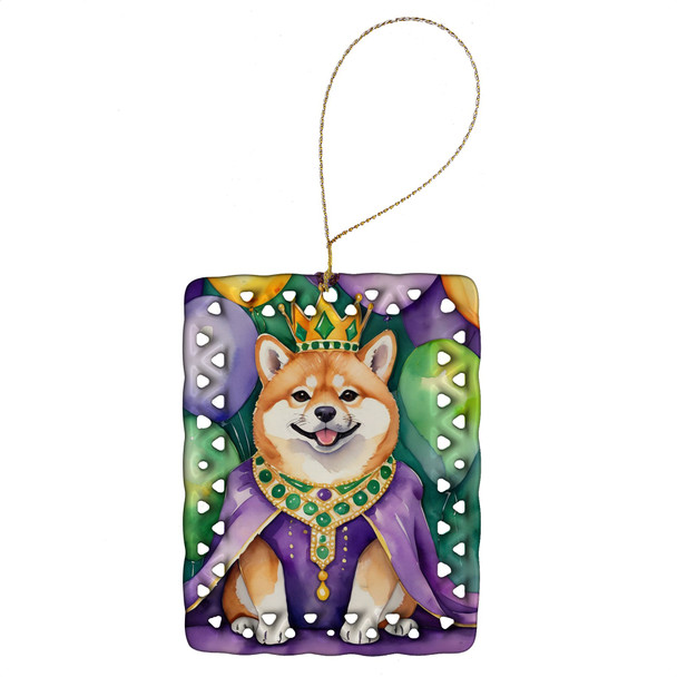 Shiba Inu King of Mardi Gras Porcelain Christmas Ornament product image at NuMercy