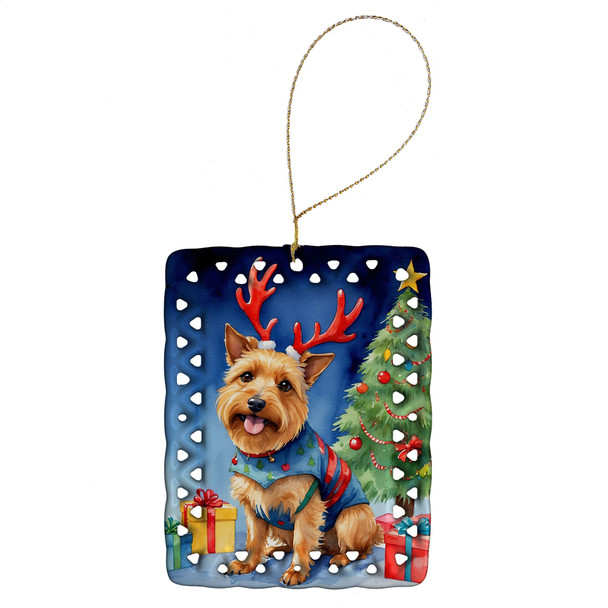 Australian Terrier Christmas Reindeer Porcelain Ornament product image at NuMercy