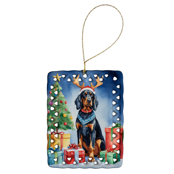 Gordon Setter Christmas Reindeer Porcelain Ornament product image at NuMercy