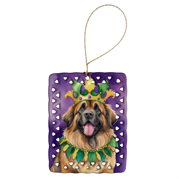 Leonberger King of Mardi Gras Porcelain Christmas Ornament product image at NuMercy