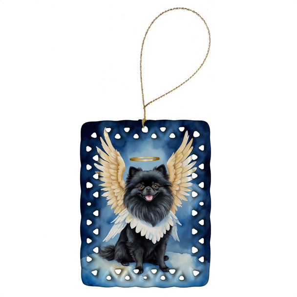 Black Pomeranian My Angel Porcelain Christmas Ornament product image at NuMercy