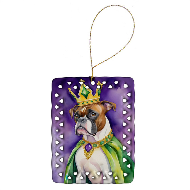 Boxer King of Mardi Gras Porcelain Christmas Ornament DAC4754 product image at NuMercy