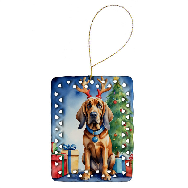 Bloodhound Christmas Reindeer Porcelain Ornament product image at NuMercy