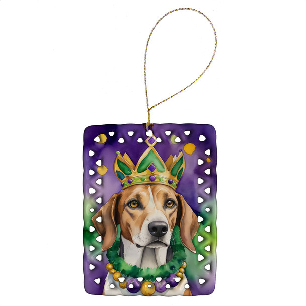American Foxhound King of Mardi Gras Porcelain Christmas Ornament product image at NuMercy
