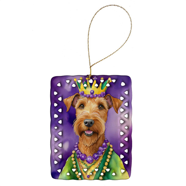 Irish Terrier King of Mardi Gras Porcelain Christmas Ornament product image at NuMercy