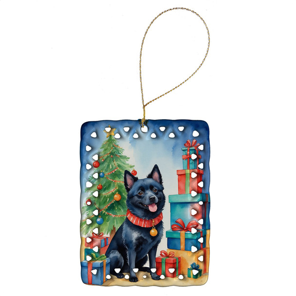 Schipperke Christmas Reindeer Porcelain Ornament product image at NuMercy