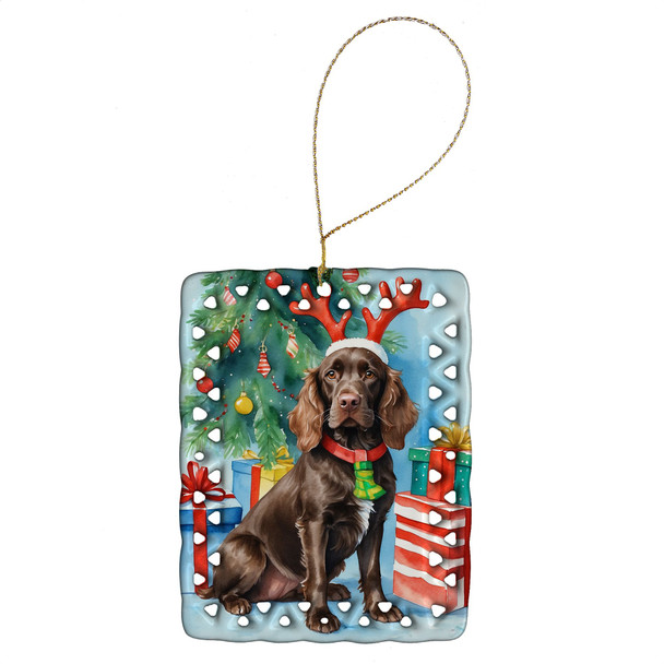 Boykin Spaniel Christmas Reindeer Porcelain Ornament product image at NuMercy