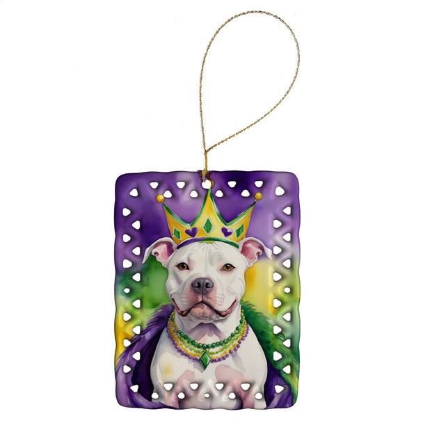 Pit Bull Terrier King of Mardi Gras Porcelain Christmas Ornament DAC4853 product image at NuMercy