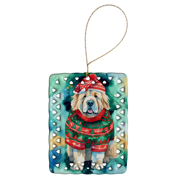 Tibetan Mastiff Christmas Porcelain Ornament DAC3668 product image at NuMercy