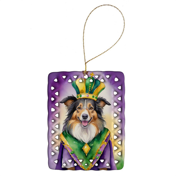 Collie King of Mardi Gras Porcelain Christmas Ornament product image at NuMercy
