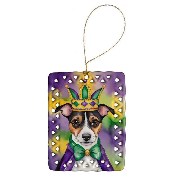 Jack Russell Terrier King of Mardi Gras Porcelain Christmas Ornament product image at 
