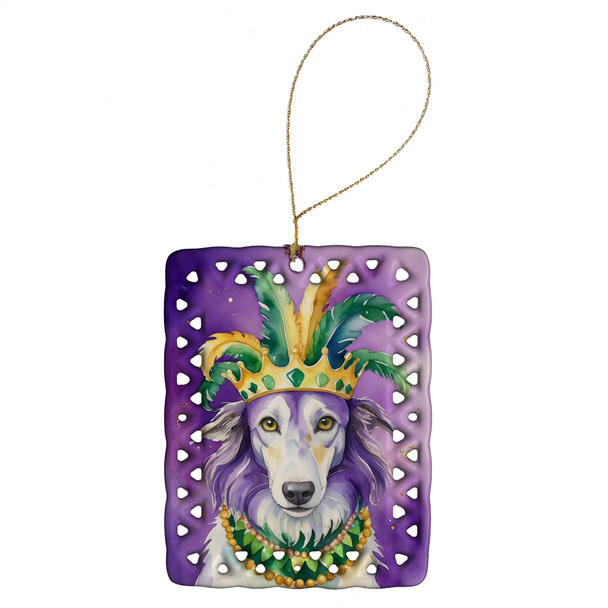 Borzoi King of Mardi Gras Porcelain Christmas Ornament product image at NuMercy