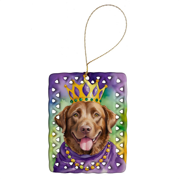 Chesapeake Bay Retriever King of Mardi Gras Porcelain Christmas Ornament product image at NuMercy