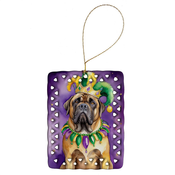Mastiff King of Mardi Gras Porcelain Christmas Ornament product image at NuMercy