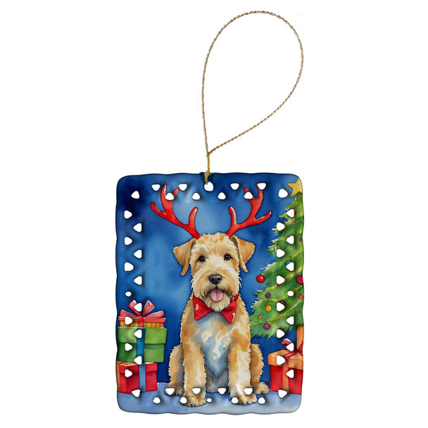 Wheaten Terrier Christmas Reindeer Porcelain Ornament product image at NuMercy