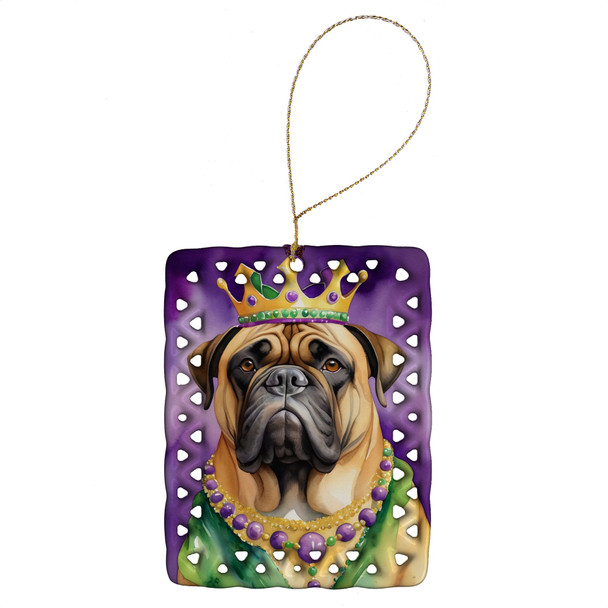 Bullmastiff King of Mardi Gras Porcelain Christmas Ornament product image at NuMercy