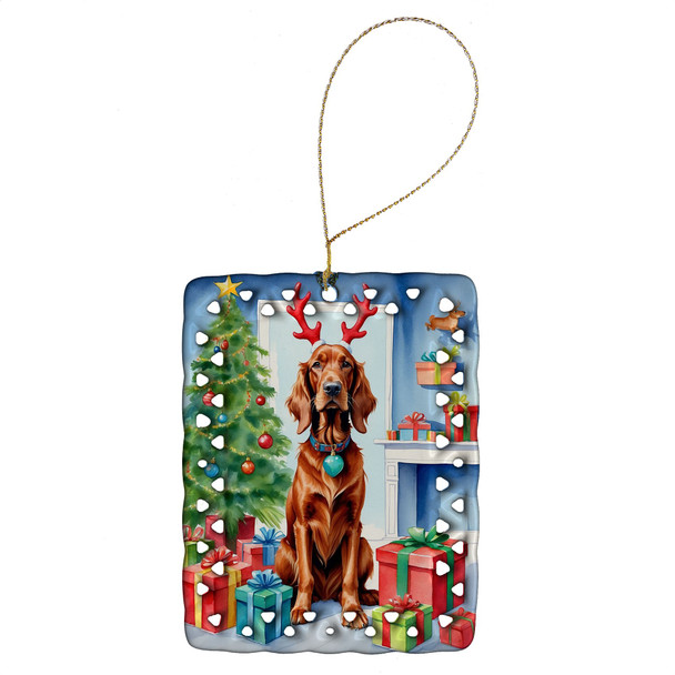 Irish Setter Christmas Reindeer Porcelain Ornament product image at NuMercy