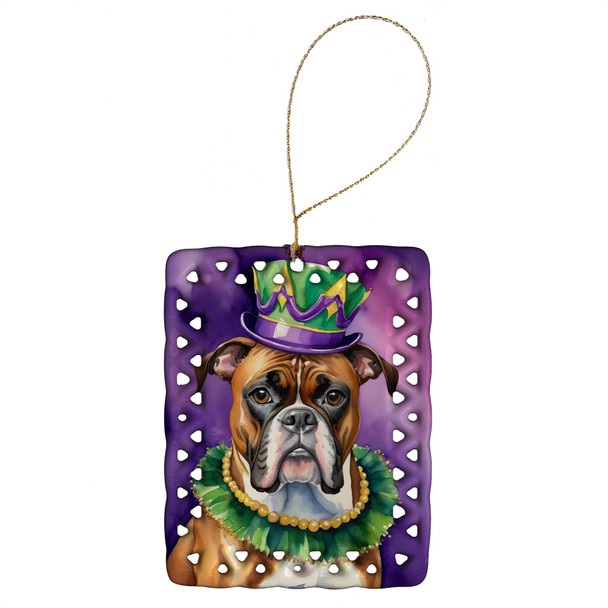 Boxer King of Mardi Gras Porcelain Christmas Ornament DAC4752 product image at NuMercy