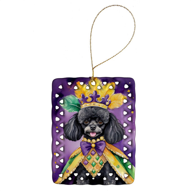 Black Poodle King of Mardi Gras Porcelain Christmas Ornament DAC4856 product image at NuMercy