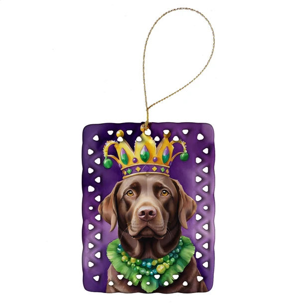 Labrador Retriever King of Mardi Gras Porcelain Christmas Ornament DAC4824 product image at NuMercy