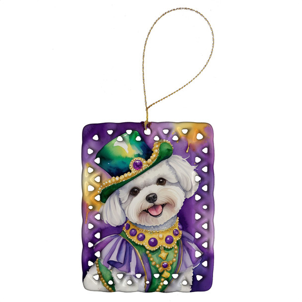 Bichon Frise King of Mardi Gras Porcelain Christmas Ornament product image at NuMercy