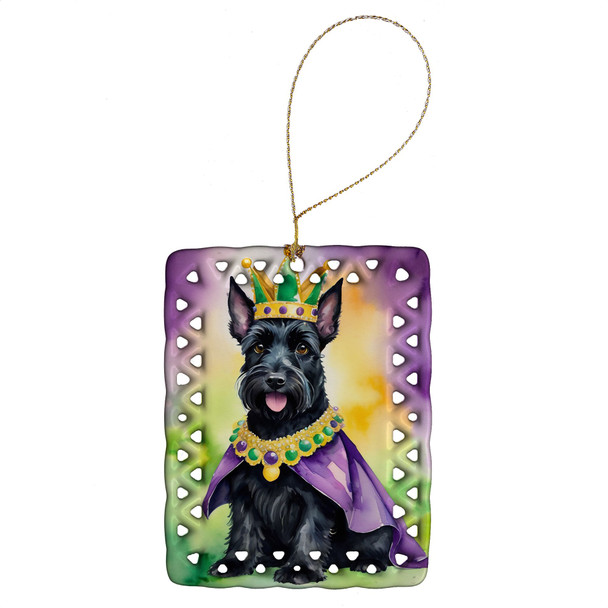 Scottish Terrier King of Mardi Gras Porcelain Christmas Ornament DAC4882 product image at NuMercy
