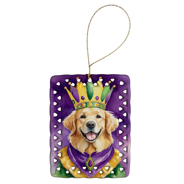 Golden Retriever King of Mardi Gras Porcelain Christmas Ornament product image at NuMercy