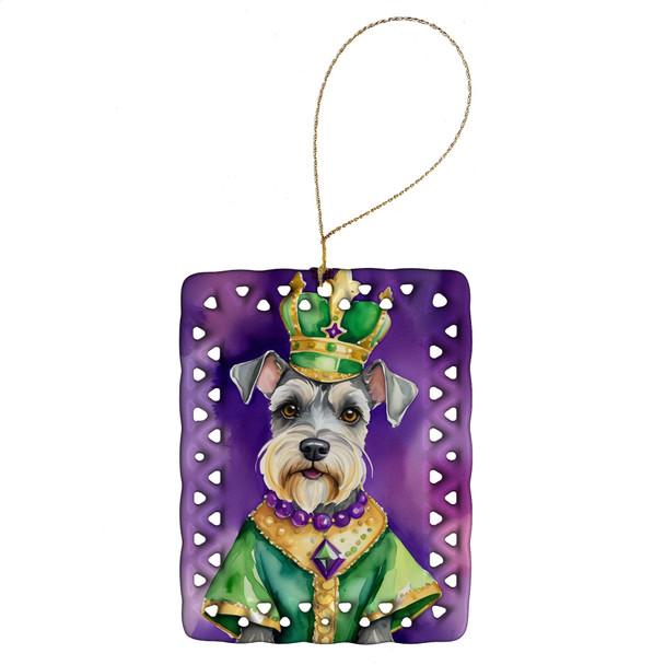Schnauzer King of Mardi Gras Porcelain Christmas Ornament product image at NuMercy