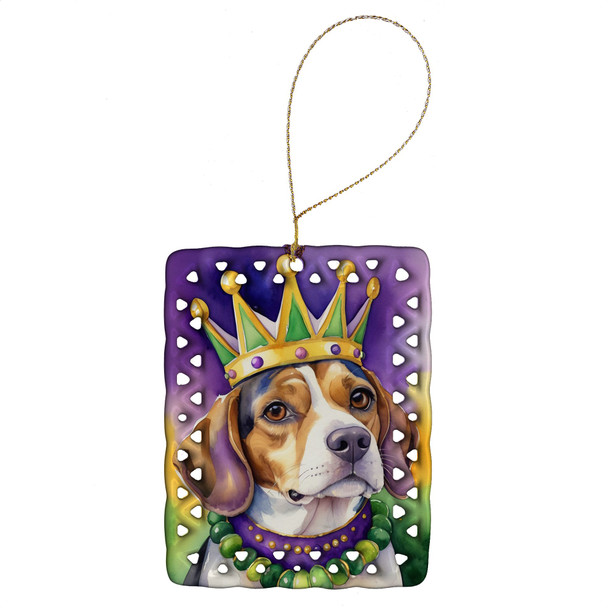 Beagle King of Mardi Gras Porcelain Christmas Ornament product image at NuMercy