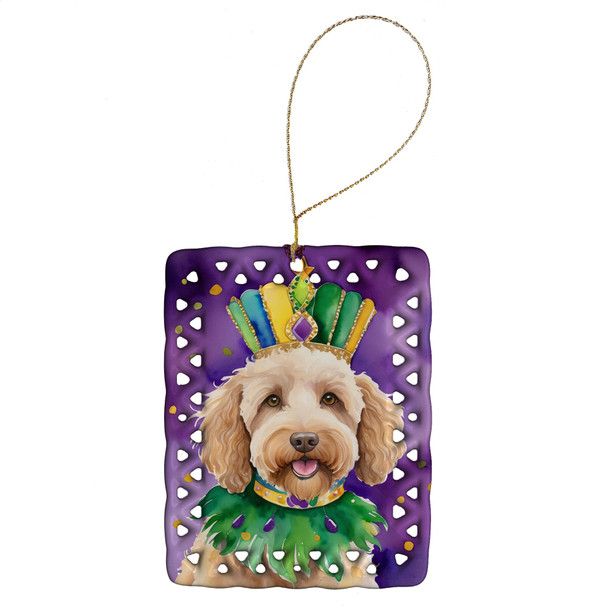 Labradoodle King of Mardi Gras Porcelain Christmas Ornament DAC4828 product image at NuMercy