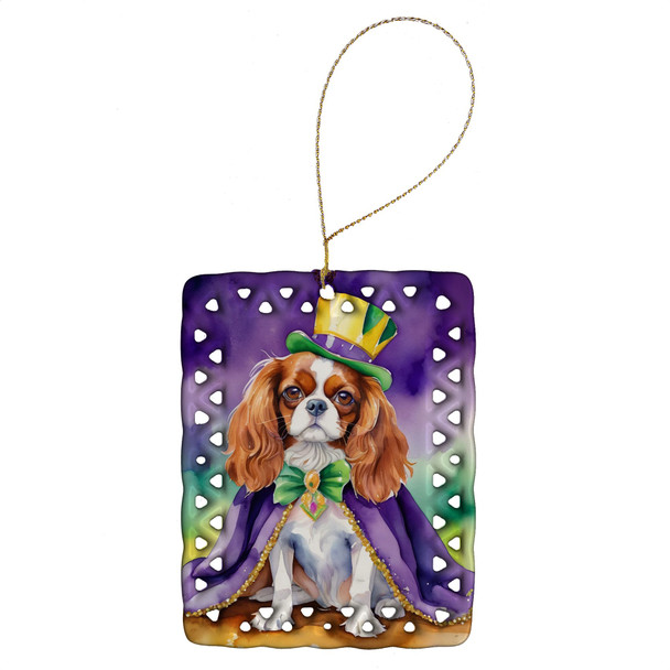 Cavalier Spaniel King of Mardi Gras Porcelain Christmas Ornament DAC4764 product image at NuMercy