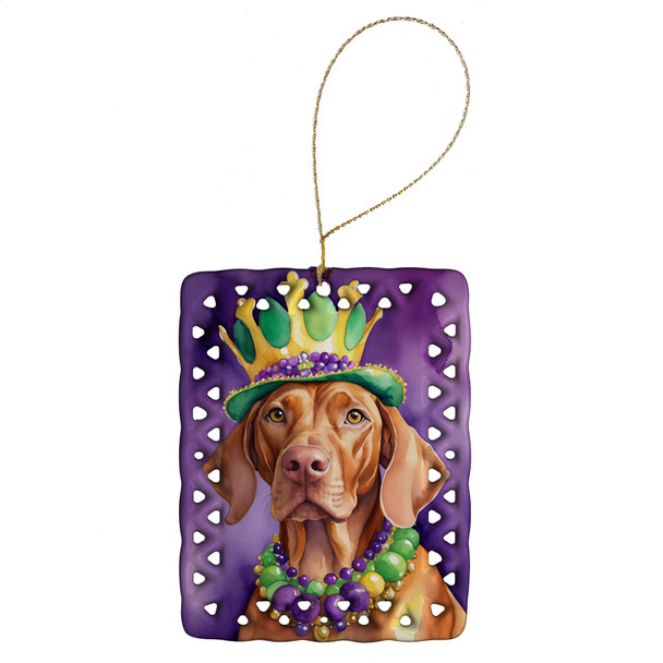 Vizsla King of Mardi Gras Porcelain Christmas Ornament product image at NuMercy