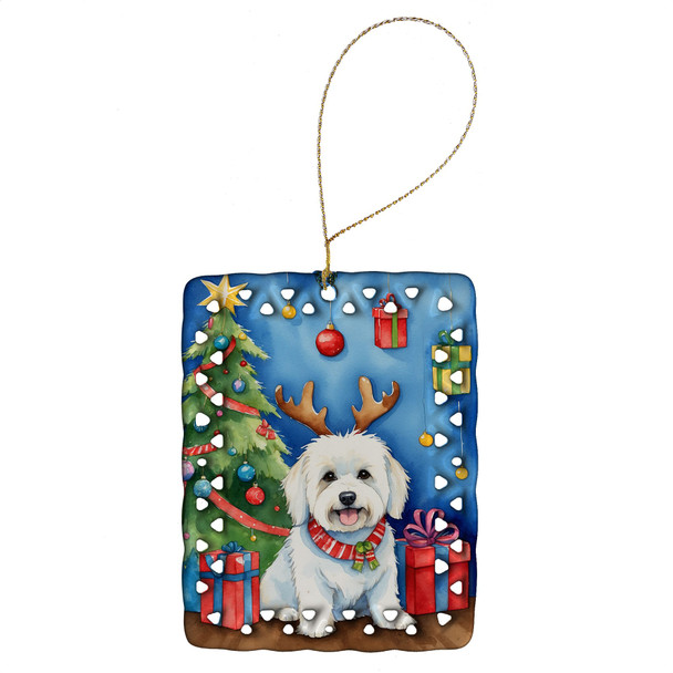 Coton de Tulear Christmas Reindeer Porcelain Ornament product image at NuMercy