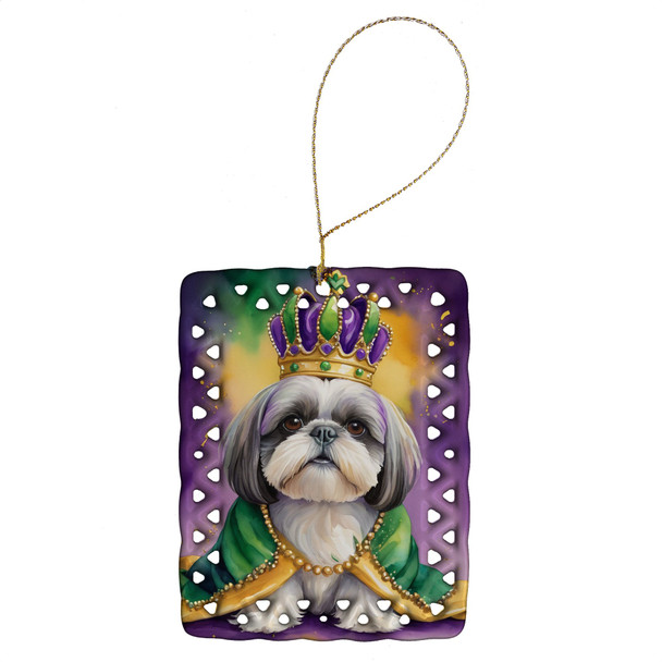 Shih Tzu King of Mardi Gras Porcelain Christmas Ornament product image at NuMercy