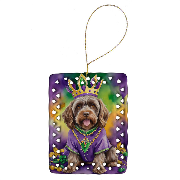 Wirehaired Pointing Griffon King of Mardi Gras Porcelain Christmas Ornament DAC4908 product image at NuMercy