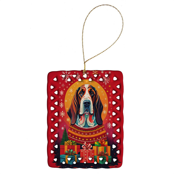 Basset Hound Holiday Christmas Porcelain Ornament product image at NuMercy