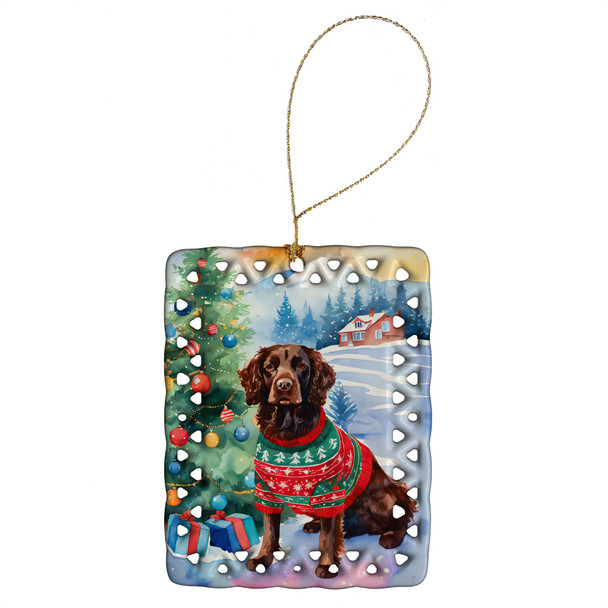 American Water Spaniel Christmas Porcelain Ornament product image at NuMercy
