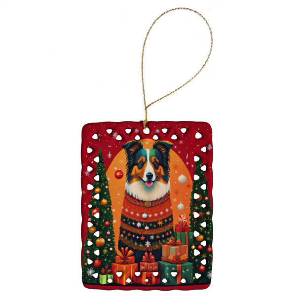 Collie Holiday Christmas Porcelain Ornament product image at NuMercy