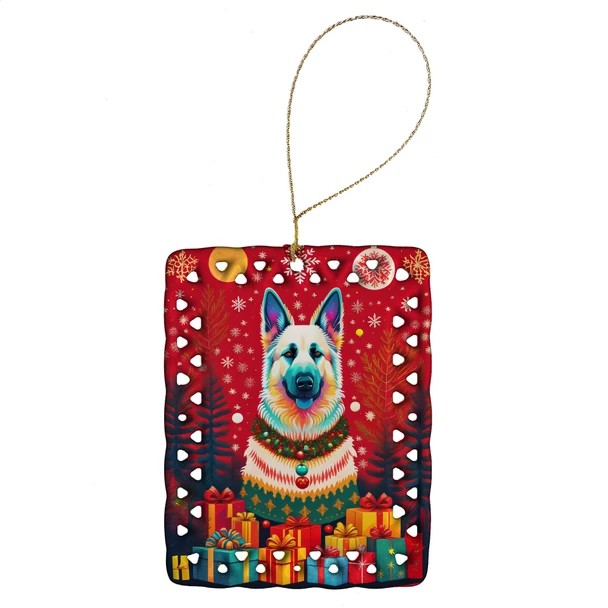 German Shepherd Holiday Christmas Porcelain Ornament DAC3090 product image at NuMercy
