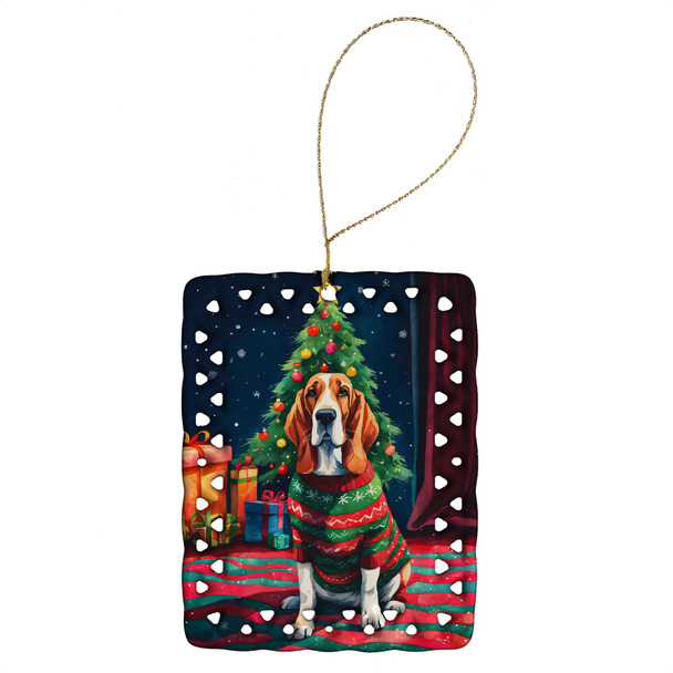 Basset Hound Christmas Porcelain Ornament DAC3347 product image at NuMercy