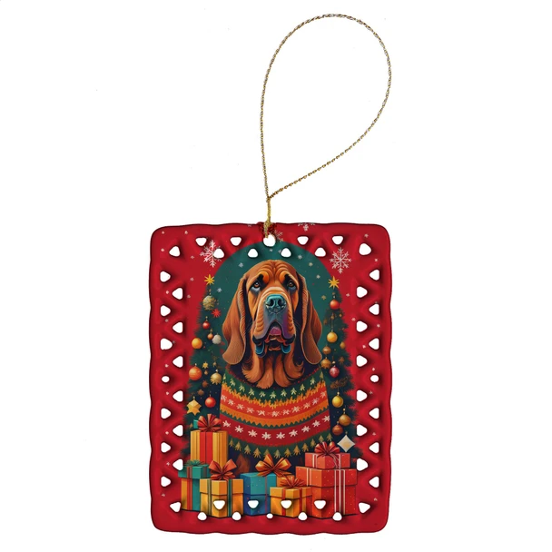 Bloodhound Holiday Christmas Porcelain Ornament product image at NuMercy