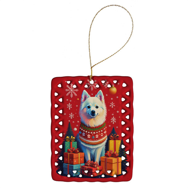American Eskimo Holiday Christmas Porcelain Ornament product image at NuMercy