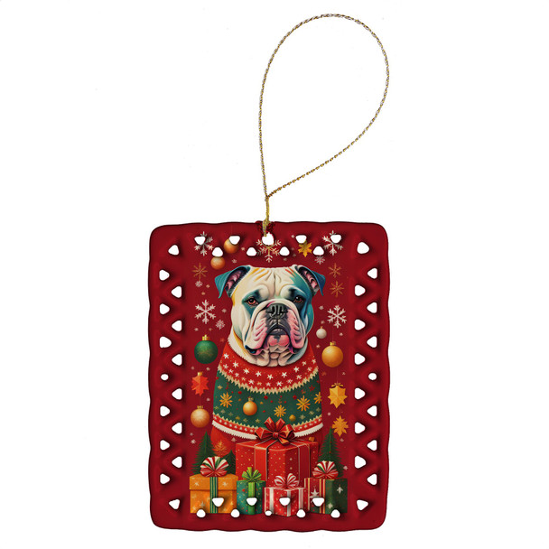 American Bulldog Holiday Christmas Porcelain Ornament product image at NuMercy