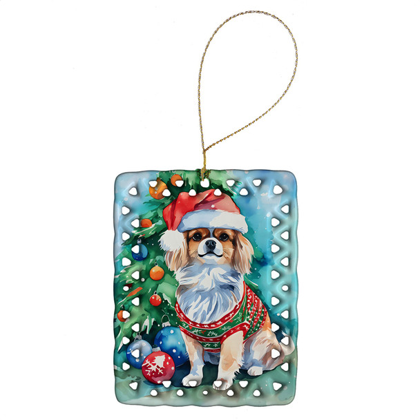 Tibetan Spaniel Christmas Porcelain Ornament DAC3671 product image at NuMercy