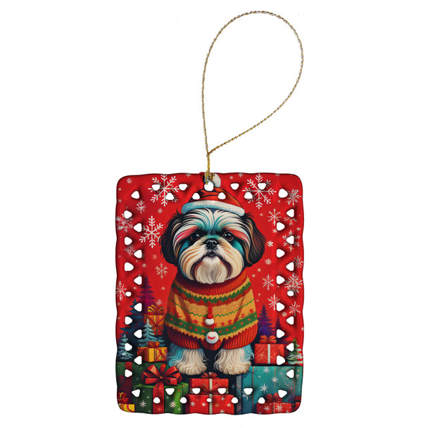 Shih Tzu Holiday Christmas Porcelain Ornament product image at NuMercy