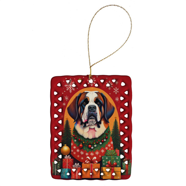 Saint Bernard Holiday Christmas Porcelain Ornament product image at NuMercy