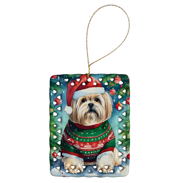 Lhasa Apso Christmas Porcelain Ornament DAC3515 product image at NuMercy