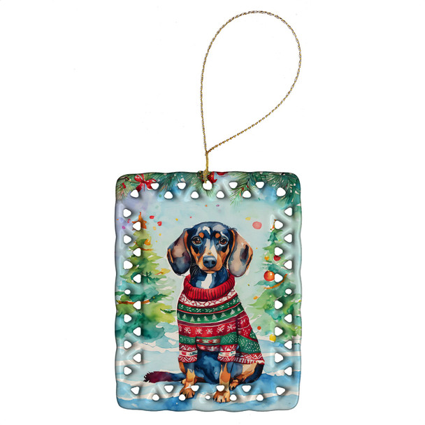 Dachshund Christmas Porcelain Ornament DAC3435 product image at NuMercy